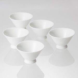 Japanese Yunomi White Porcelain Tea Cup 5pc Set NWOB Home Drinkware Gift Kitchen